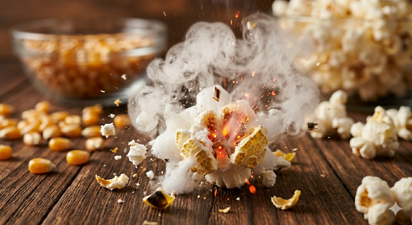 Хлопок попкорна — это взрыв пара внутри зерна