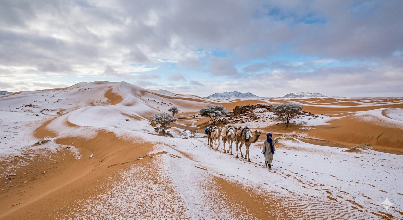 В Сахаре иногда идёт снег