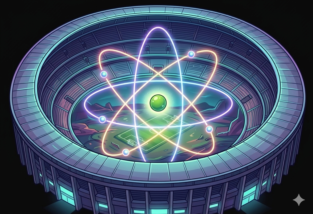 Если бы атом был размером со стадион, ядро было бы горошиной