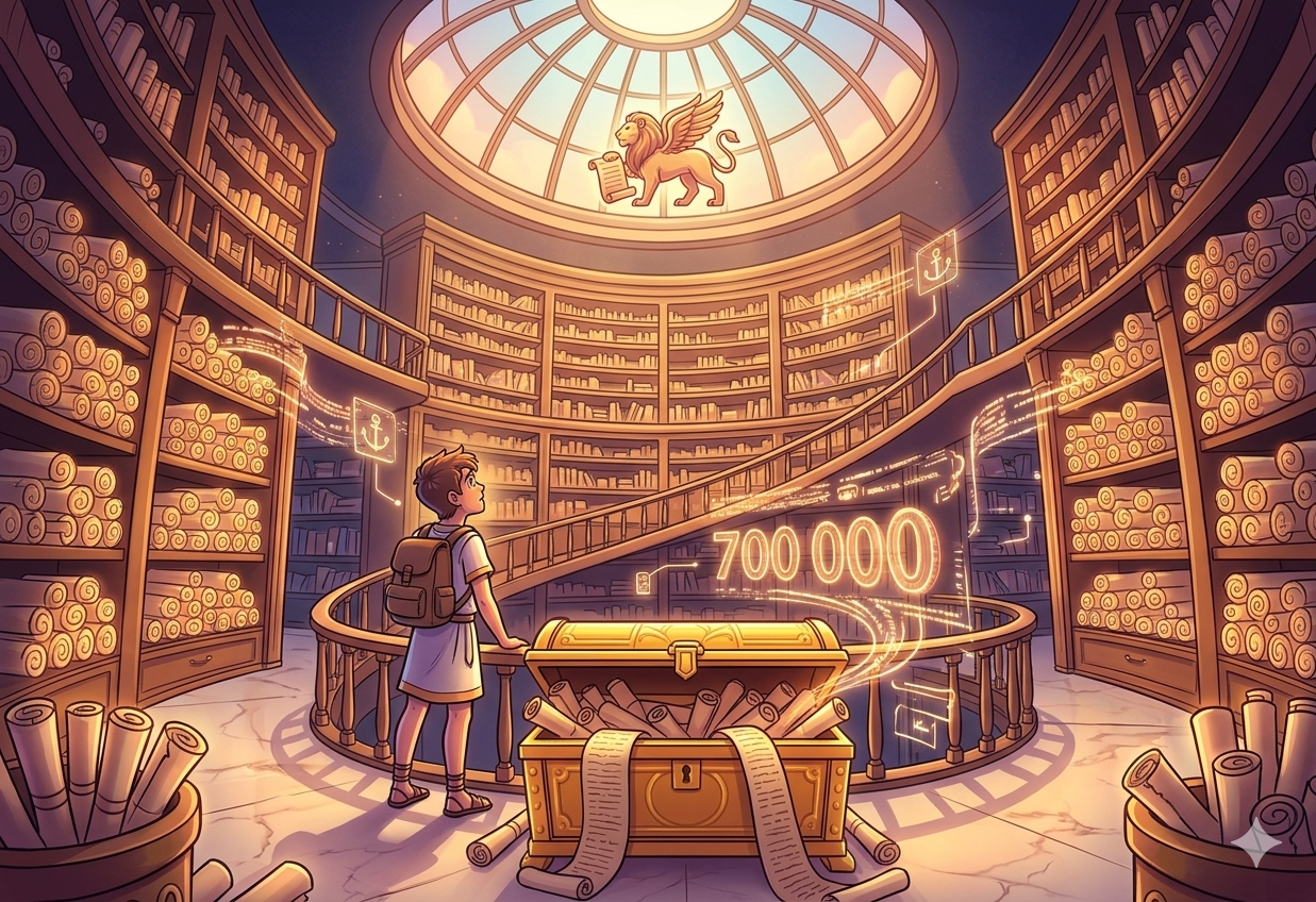 Александрийская библиотека хранила до 700 000 свитков