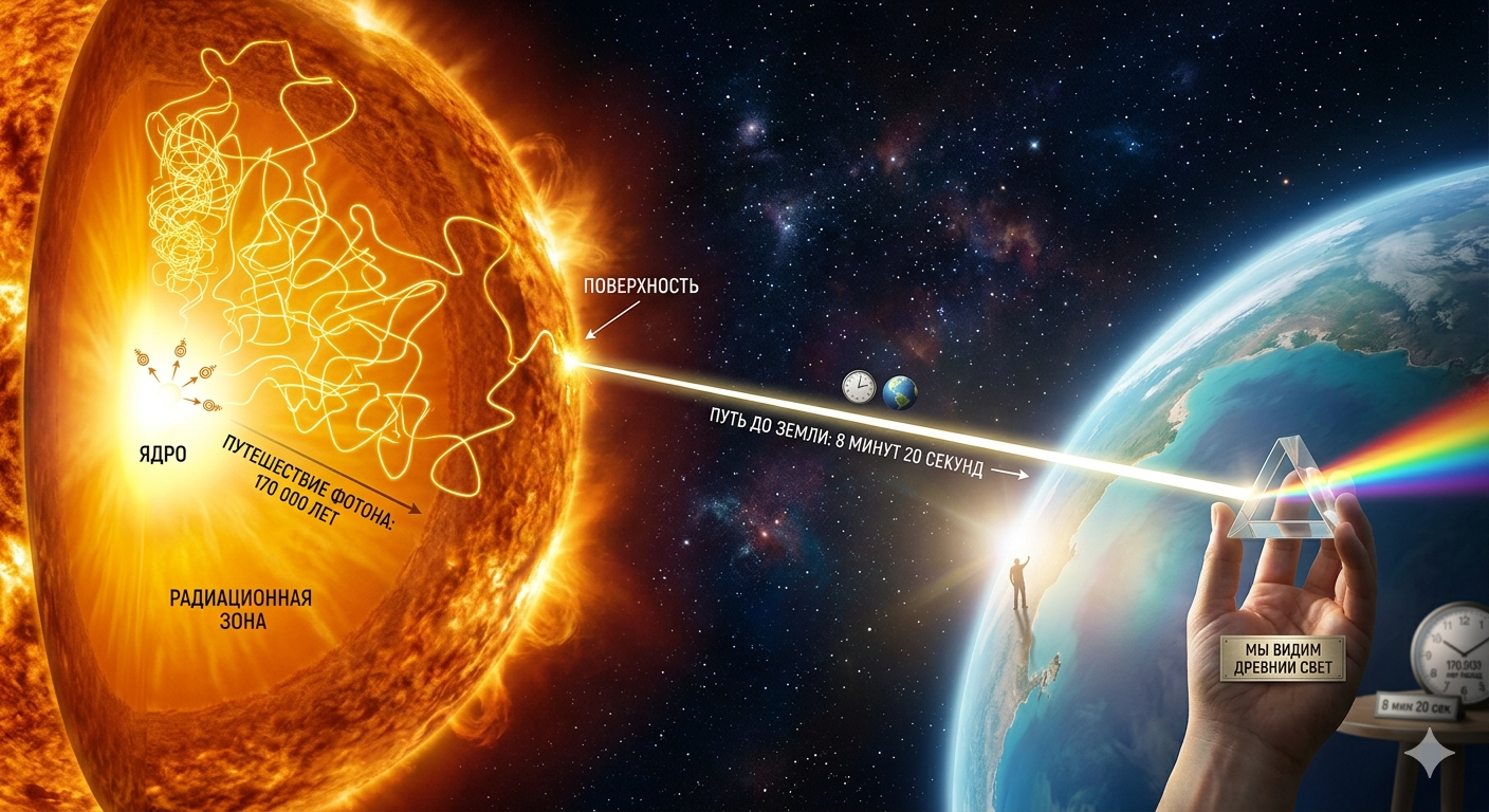 Свет Солнца, который мы видим, образовался 100 000 лет назад